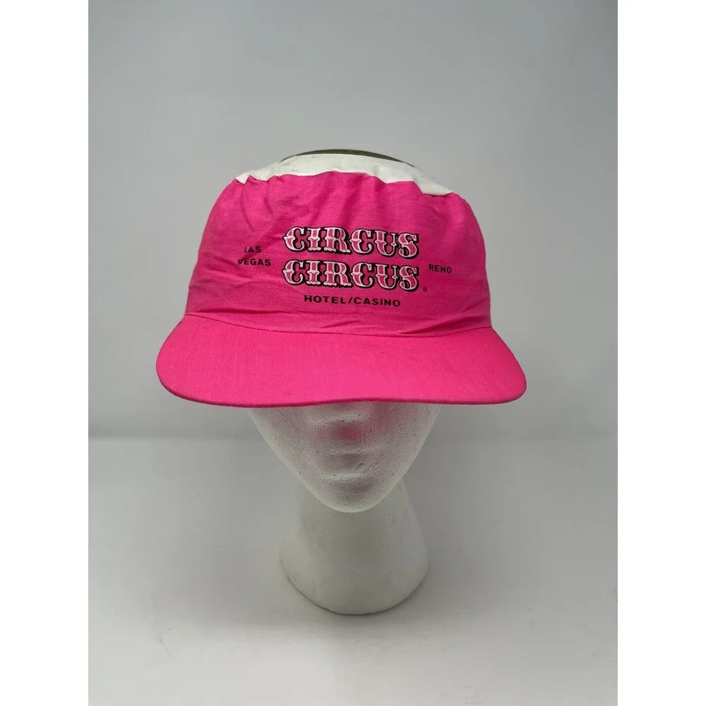 Vintage Circus Hotel Casino Hat‎ Snapback Painters Ball Cap Pink 90s Las Vegas